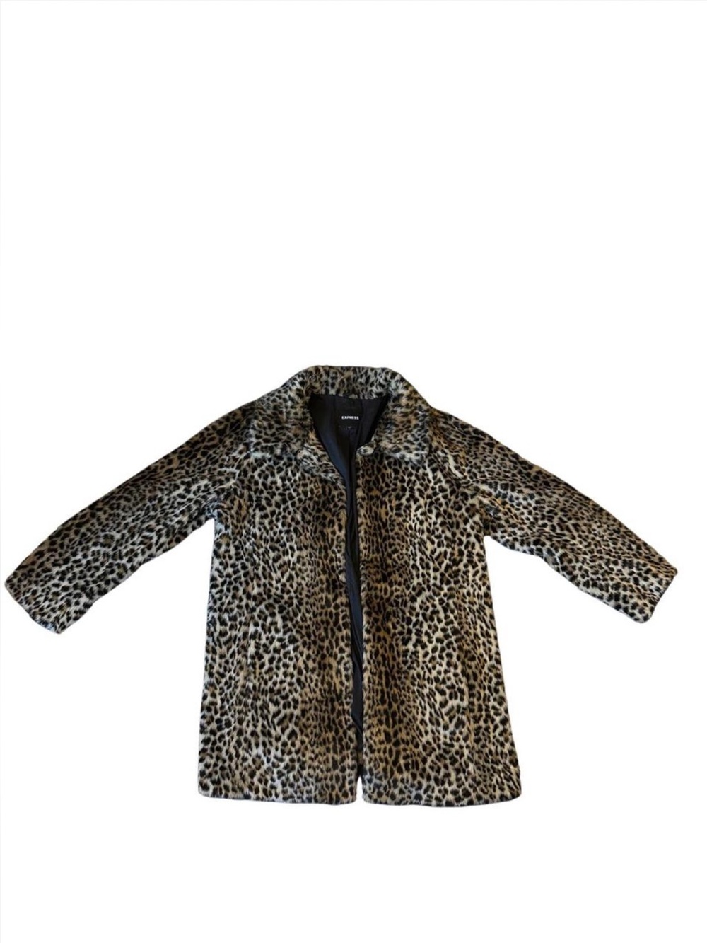 Express Leopard Print Faux Fur Coat - Brown, Black, Cream